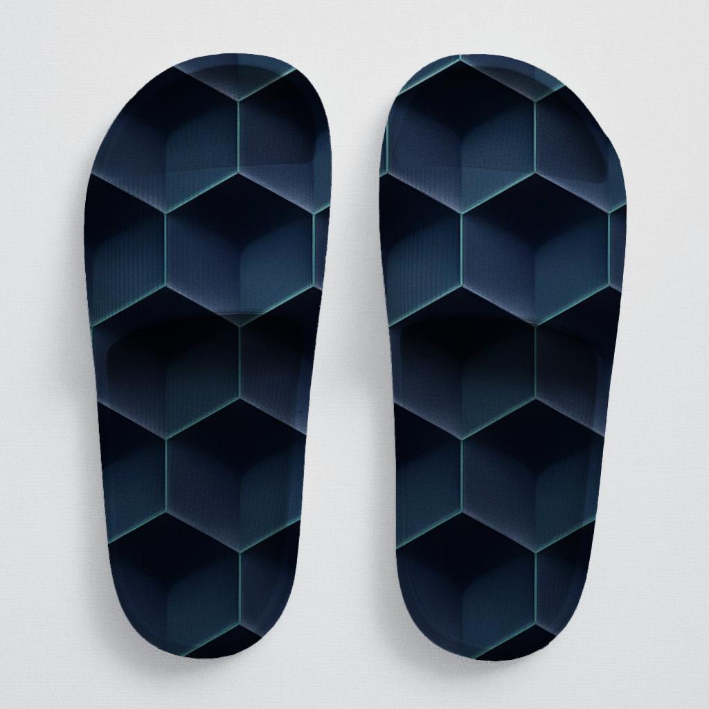 Offset Hexa Ripple Grid soft footbed slides