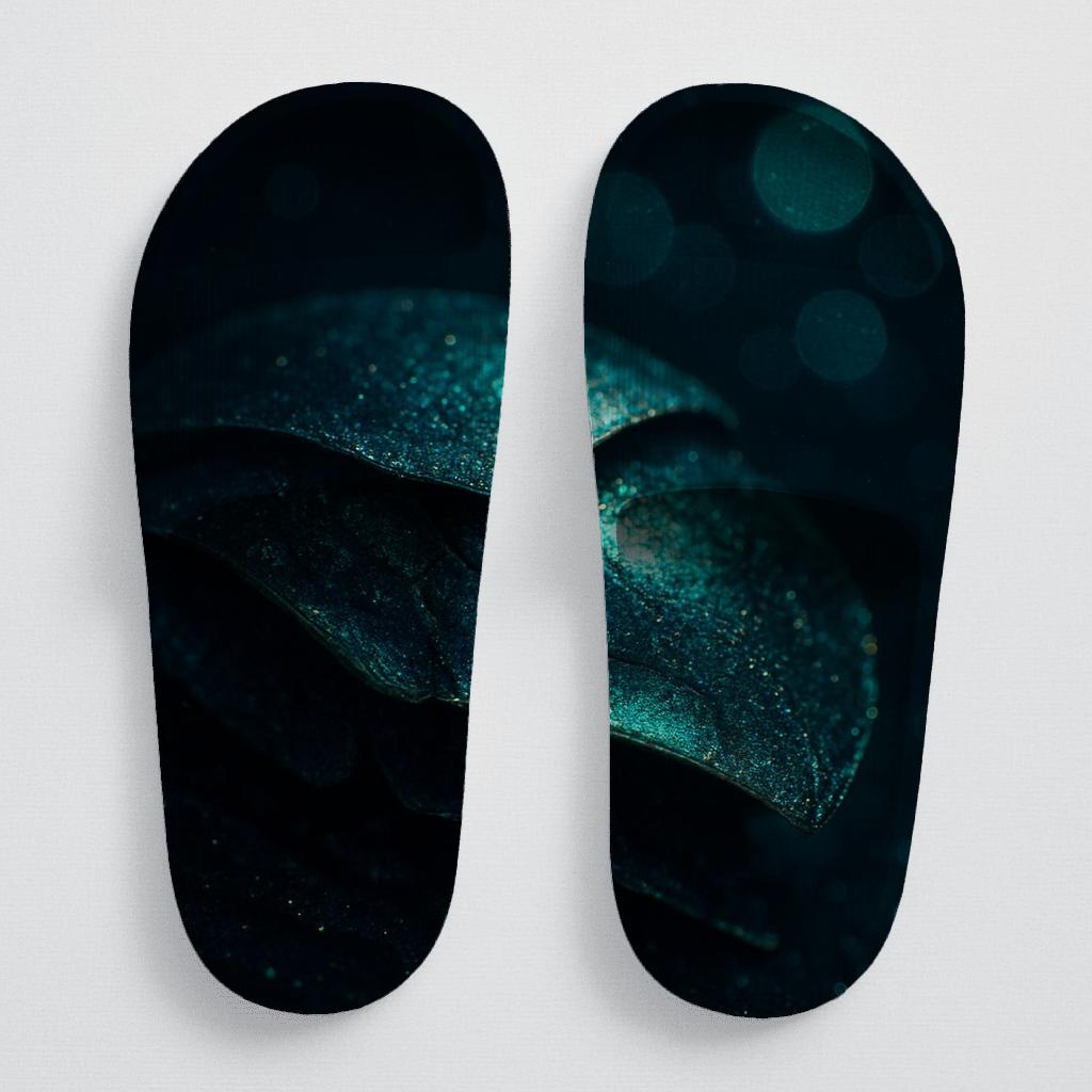 Iridescent Armor Of The Beetle sporty rubber slides