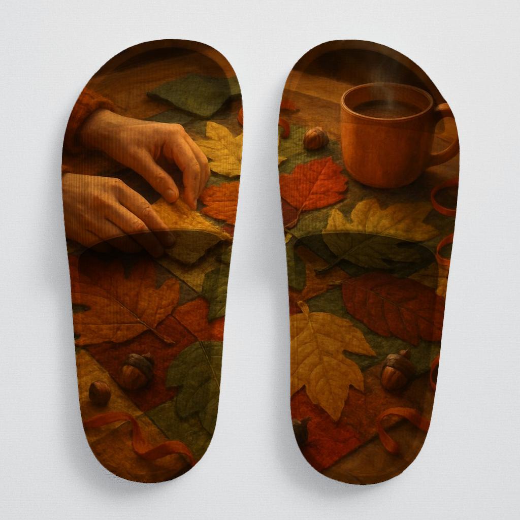 Autumn Harvest Quilt personalized slide sandals