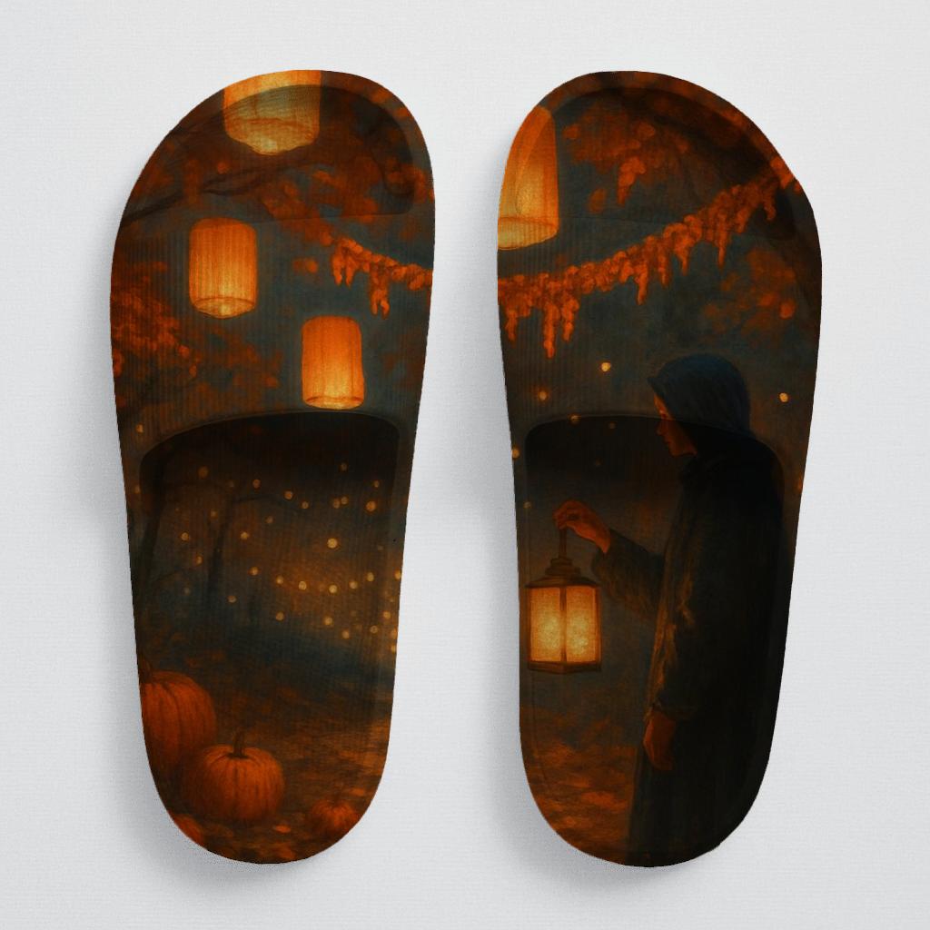 Autumn Lantern Cascade comfortable casual slides