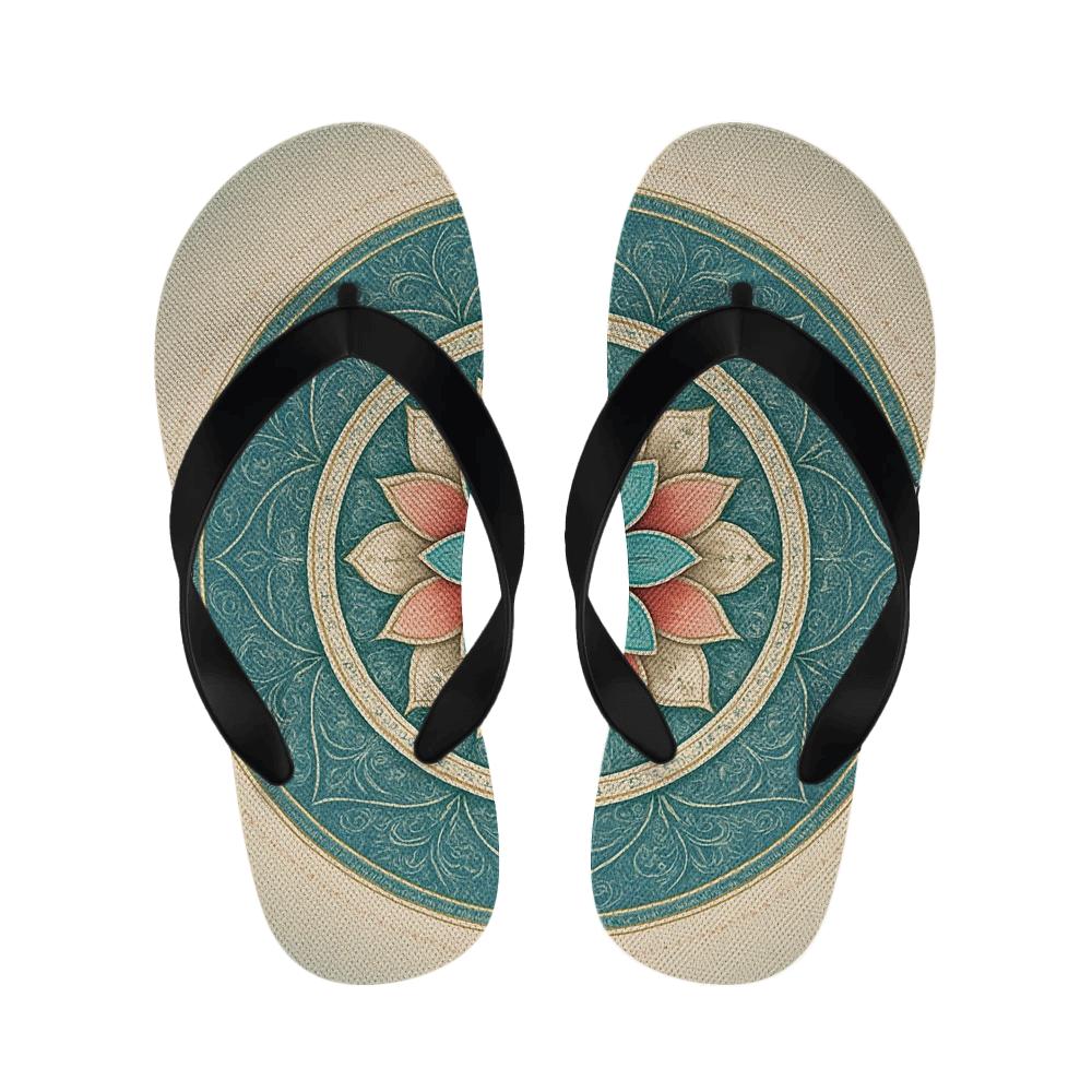 Radial Petal Engine designer logo slippers