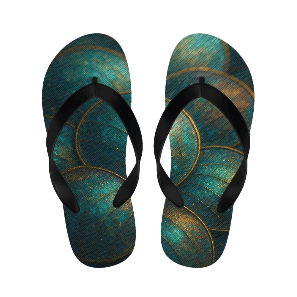 Iridescent Beetle Mosaic designer logo slippers