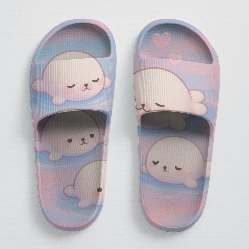 Cotton Candy Seal Puddle sporty rubber slides