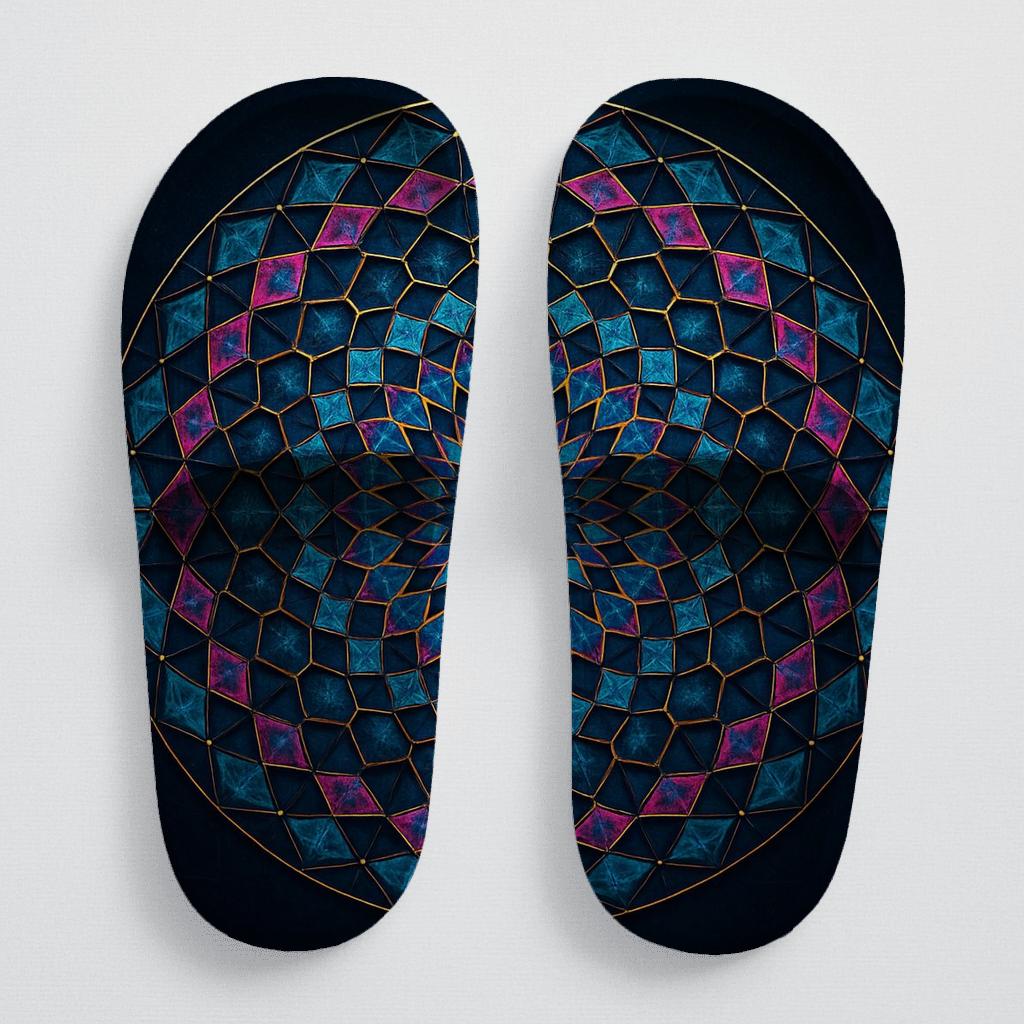 Prismatic Orbit Lattice personalized slide sandals