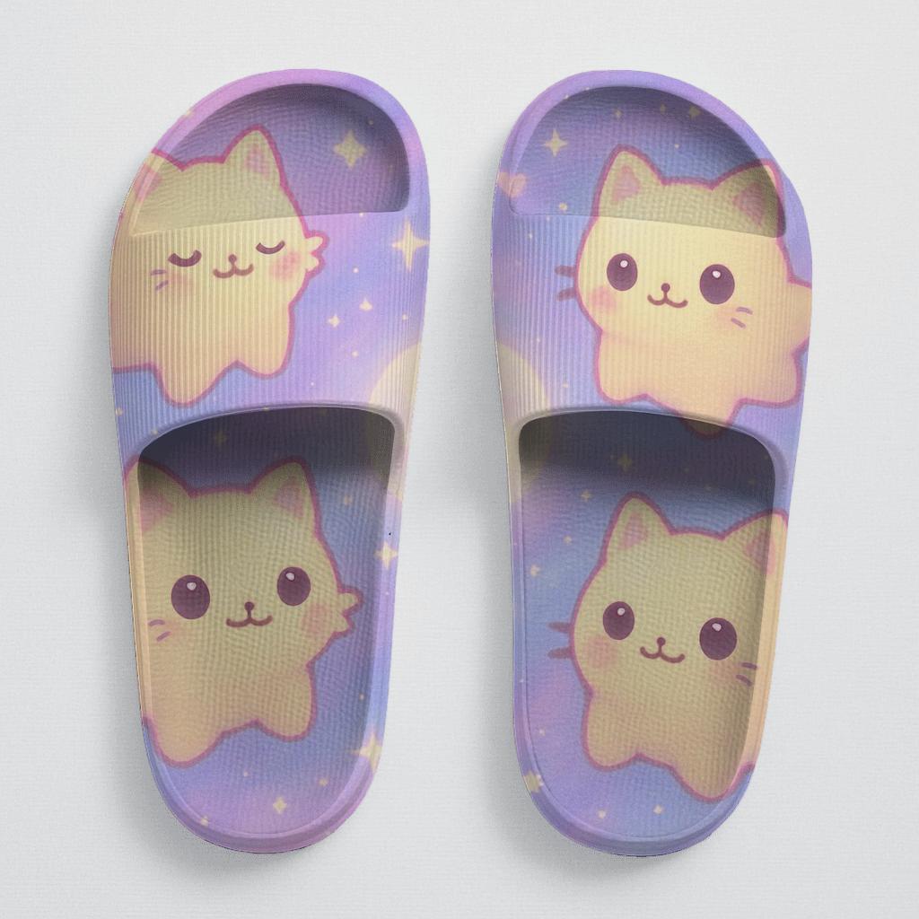 Candy Nebula Kitten Constellation personalized slide sandals