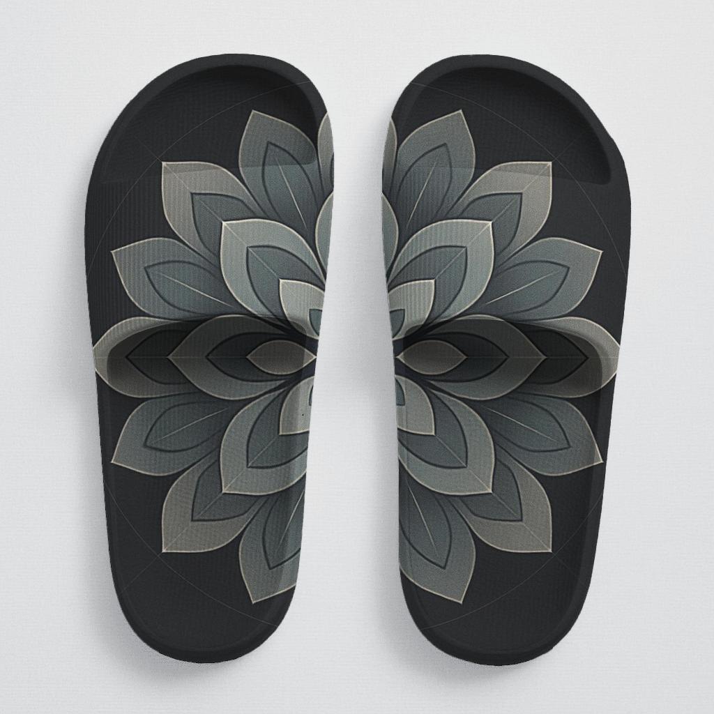 Silver Petal Echo Grid sporty rubber slides