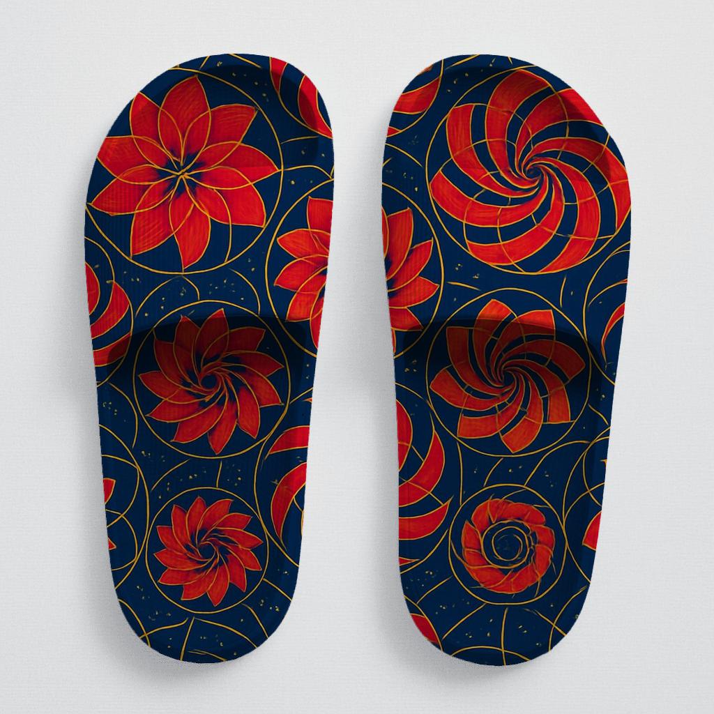 Spiral Blossom Fractal Array personalized slide sandals