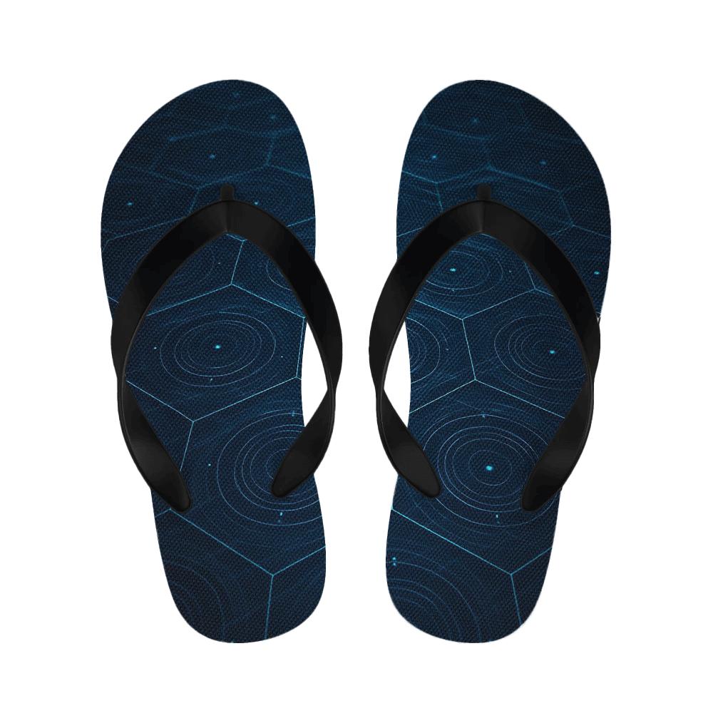 Orbital Hex Phase Grid unique printed slippers