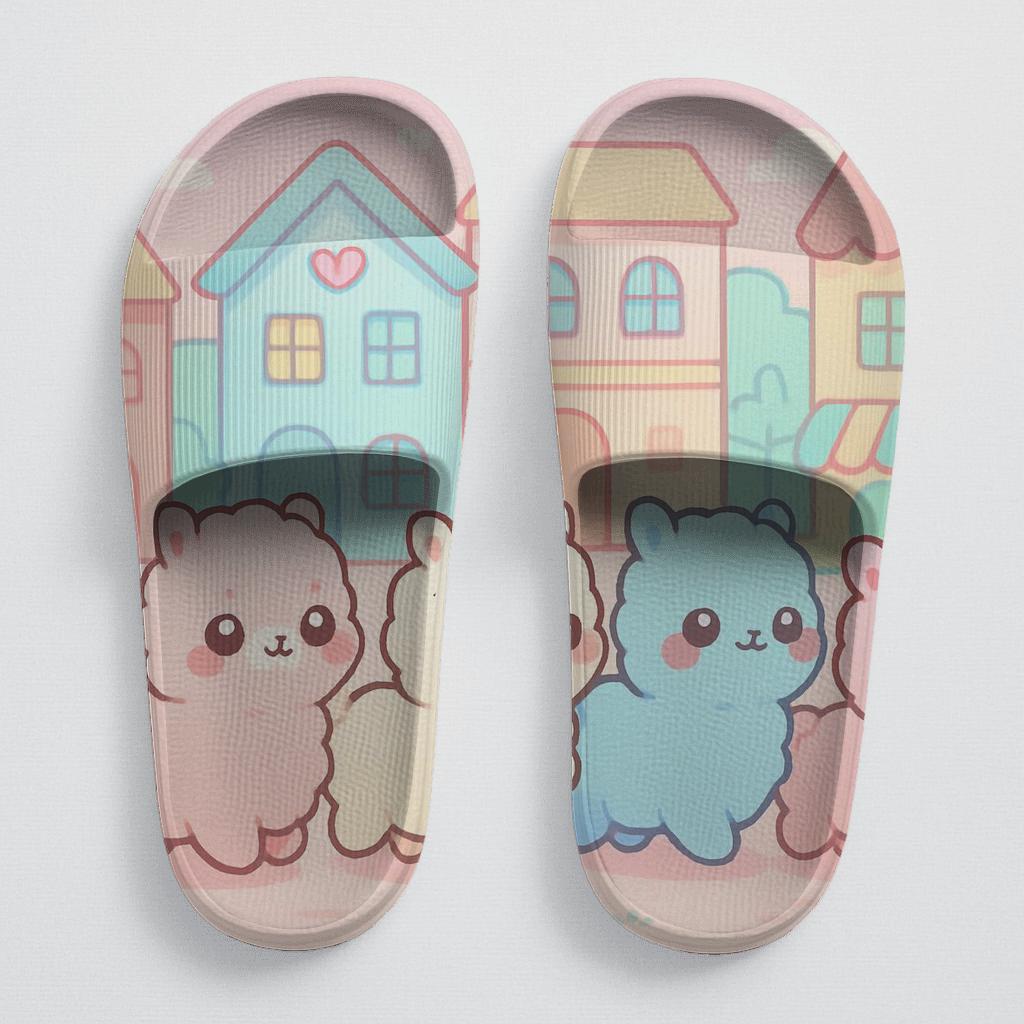 Cotton Candy Alpaca Parade comfortable casual slides
