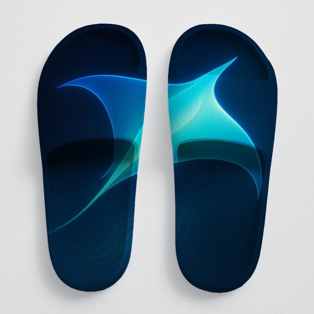 Fractal Pulse Of The Electric Manta personalized slide sandals