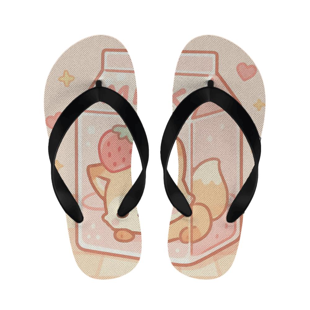 Sleepy Strawberry Milk Fox unique printed slippers