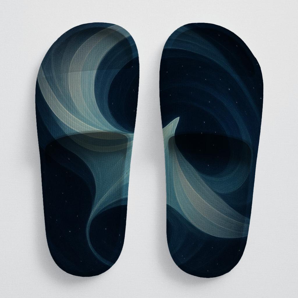 Celestial Spiral Of The Silver Manta personalized slide sandals