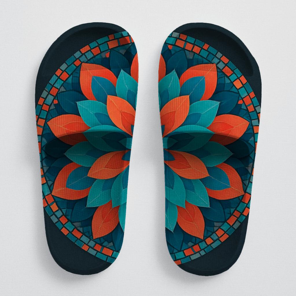 Prismatic Petal Mosaic soft footbed slides