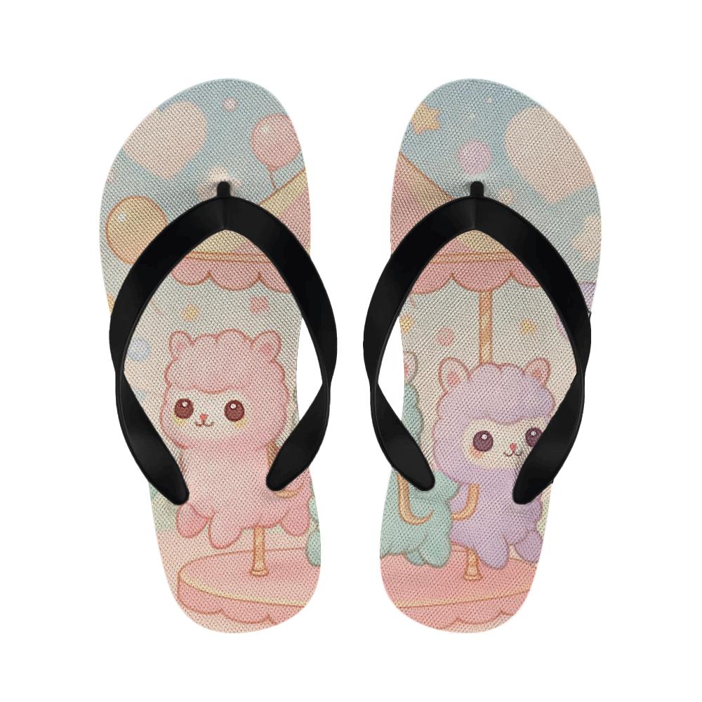 Cotton Candy Alpaca Carousel personalized cozy slippers