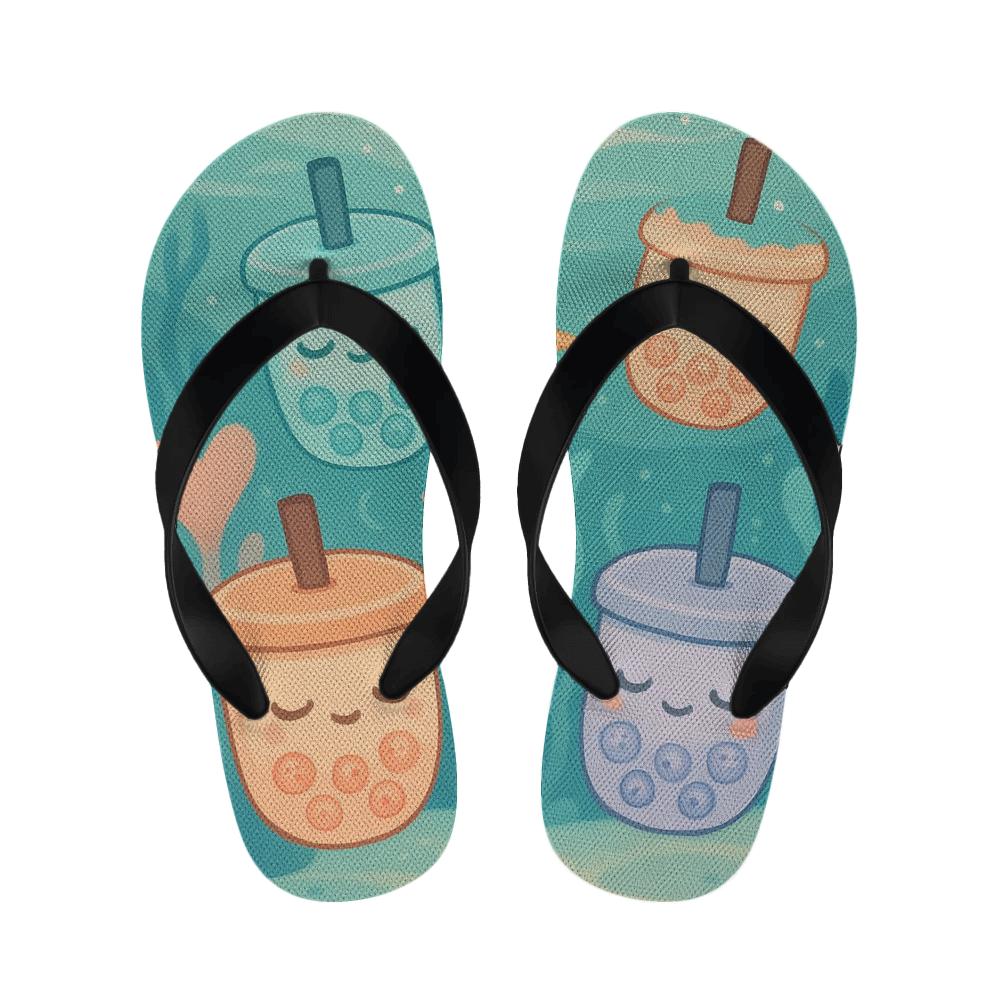 Sleepy Bubble Tea Sea Creatures unique printed slipperscustom slippers