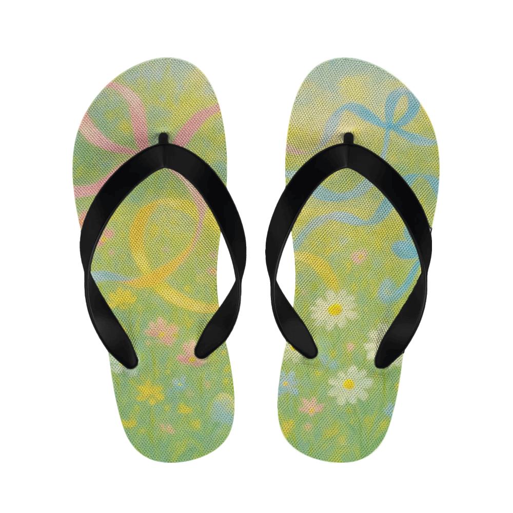 Spring Ribbon Meadow designer logo slippers