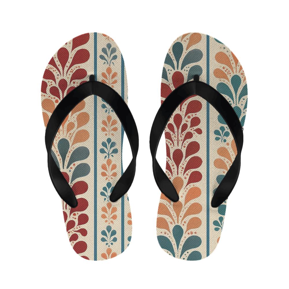 Fractal Bloom Stripe Sequence soft sole slippers