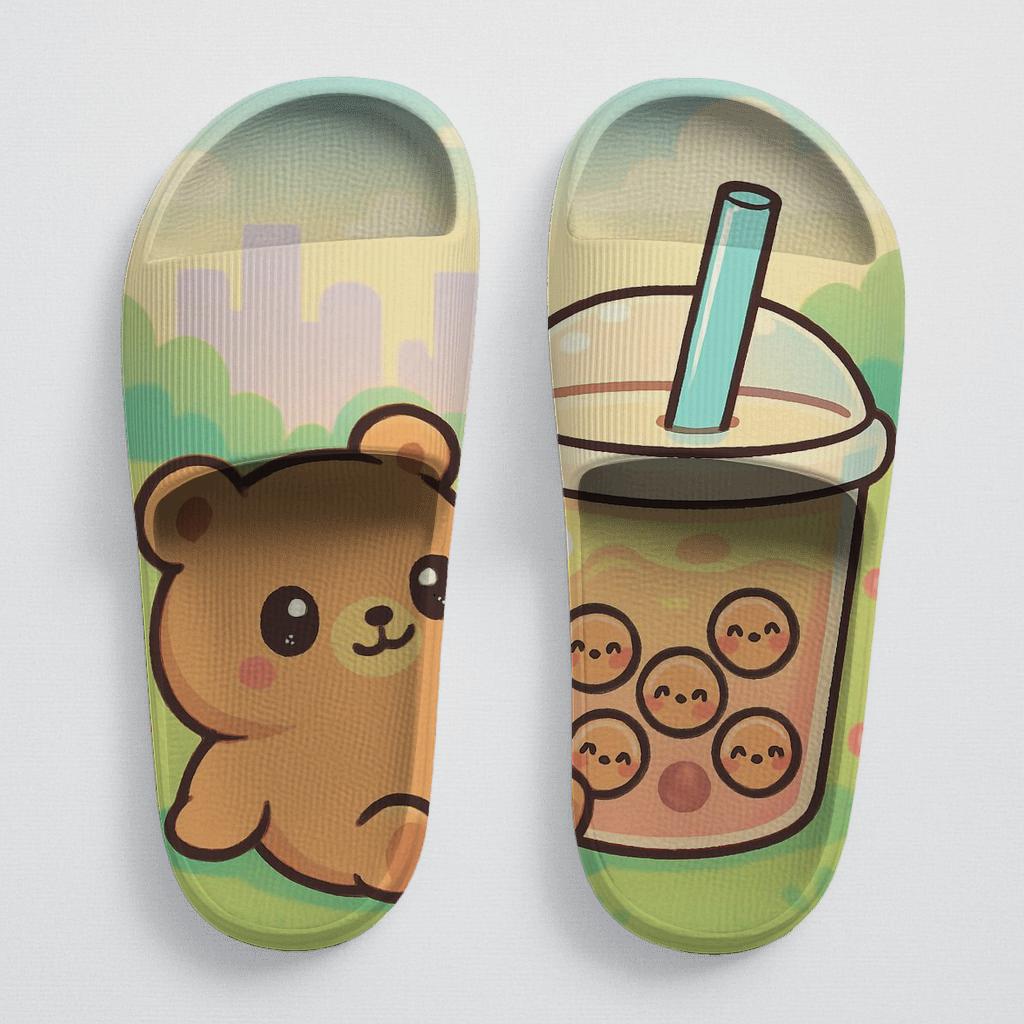 Bubble Tea Bear Picnic comfortable casual slides