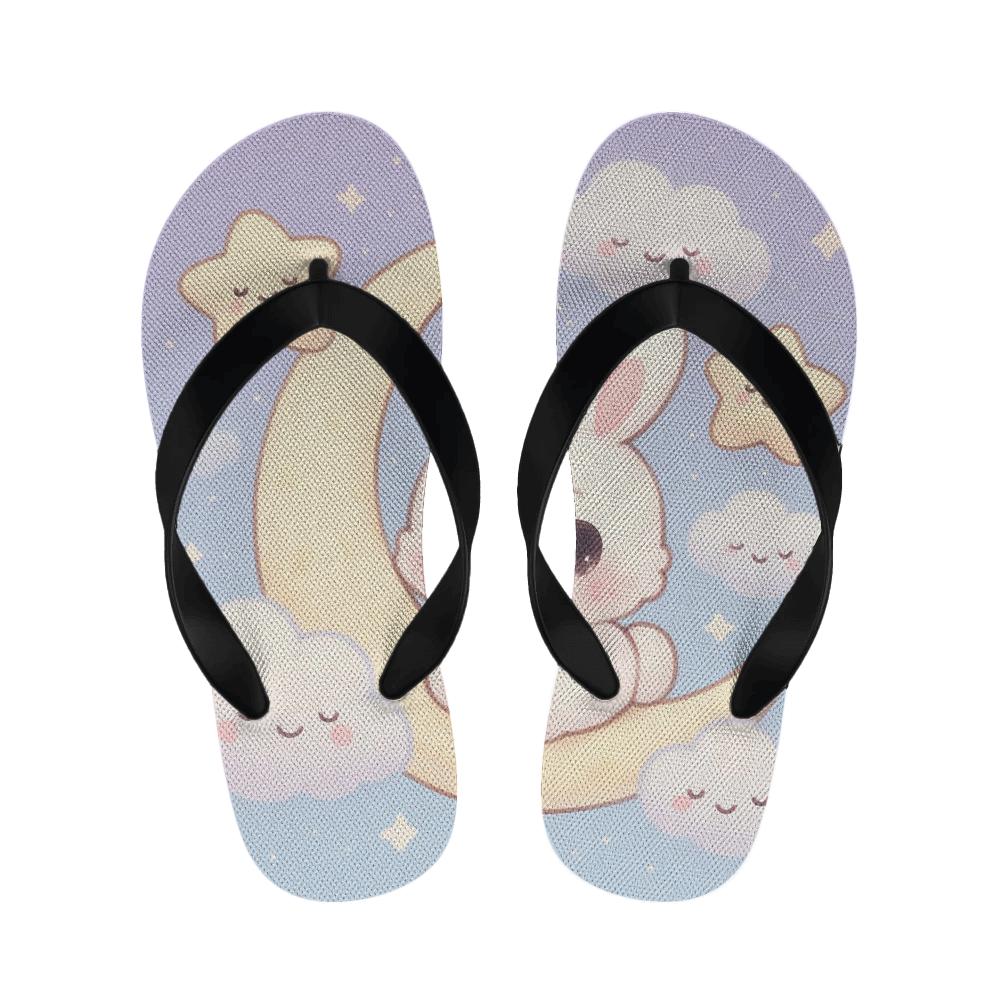 Pastel Moon Bunny Dreams warm fleece slippers