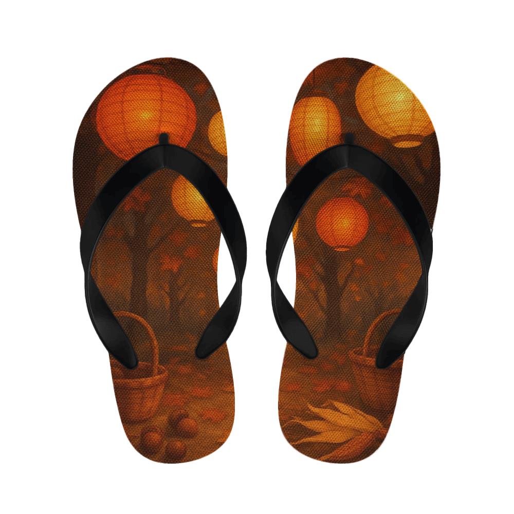 Autumn Lantern Harvest Glow warm fleece slippers