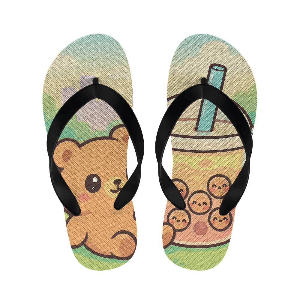 Bubble Tea Bear Picnic comfortable indoor slippers