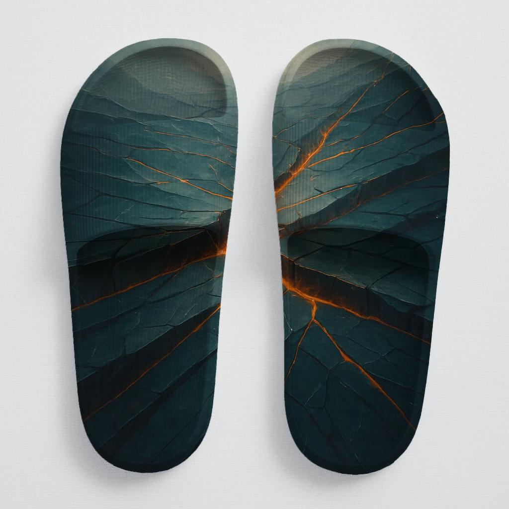 Prismatic Fault Line Fan trendy summer slides