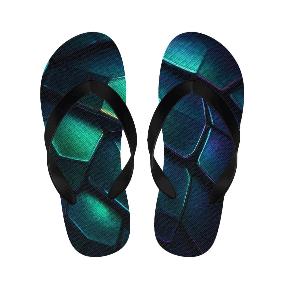 Iridescent Carapace Echo designer logo slippers