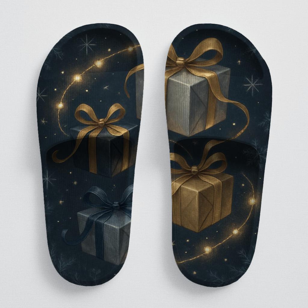 Winter Starlight Gift Ribbon sporty rubber slides