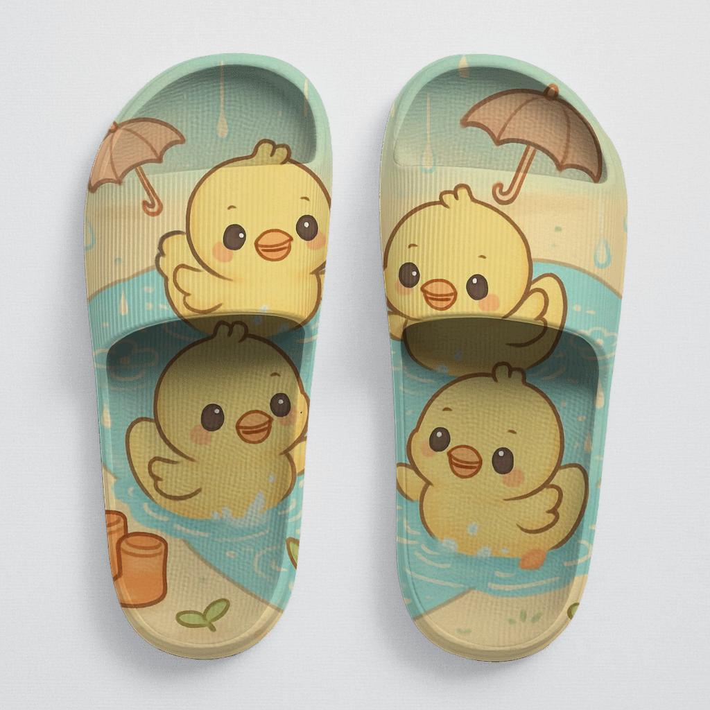 Pastel Puddle Ducklings comfortable casual slides