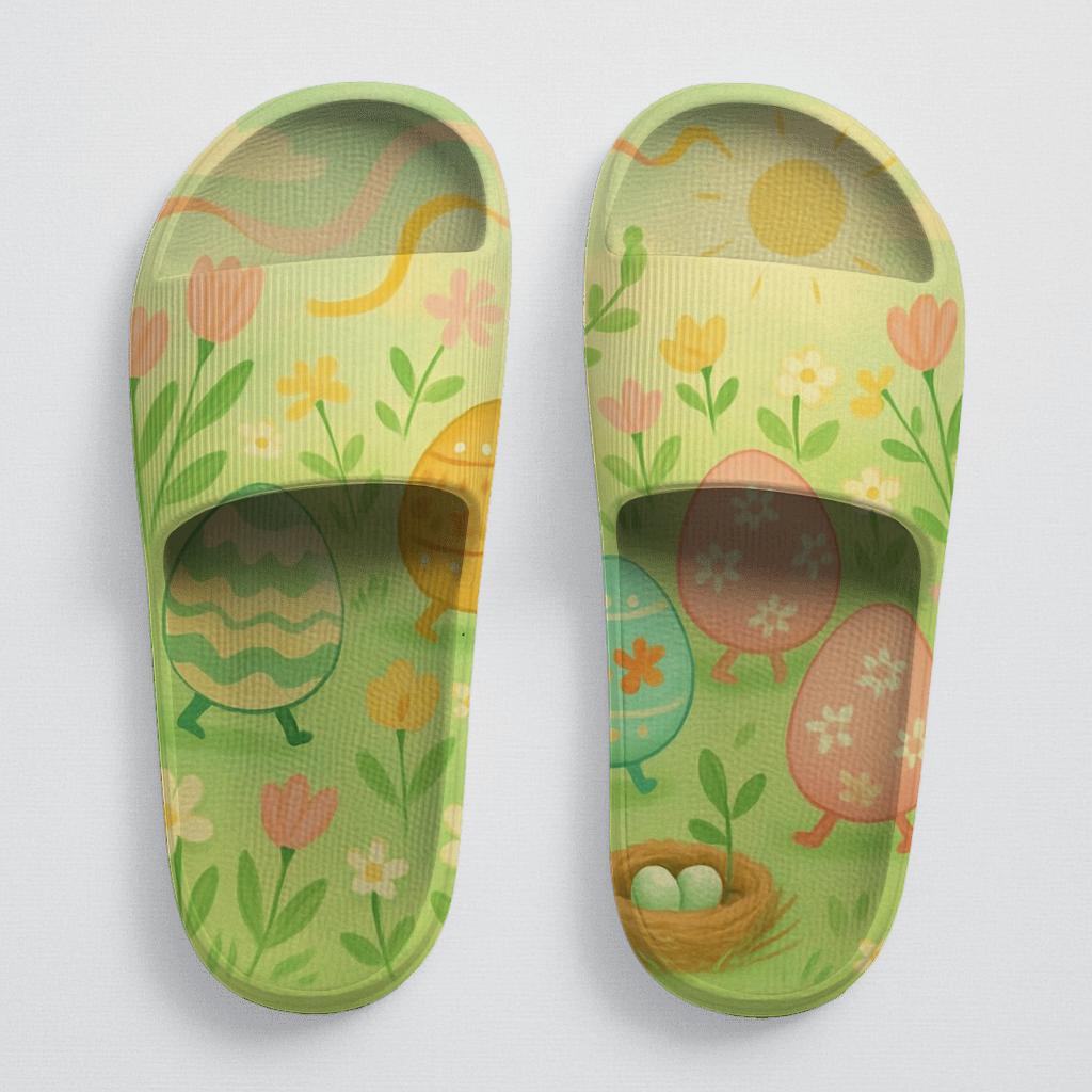 Spring Egg Meadow Parade personalized slide sandals
