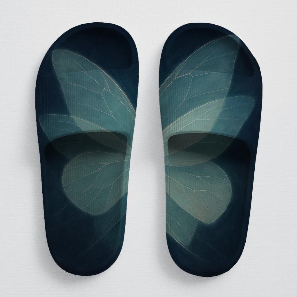 Crystal Veil Of The Glasswing Moth sporty rubber slides