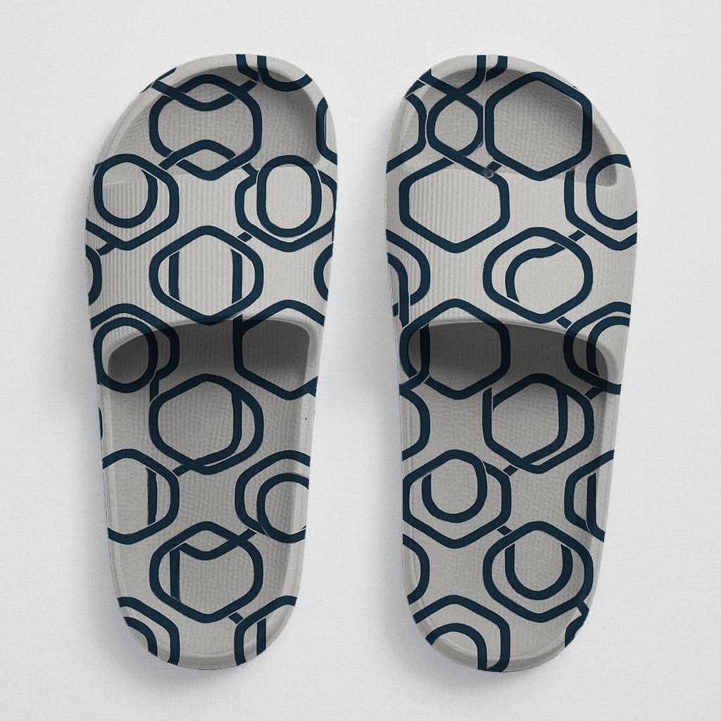 Orbiting Hex Loop Tessellation personalized slide sandals
