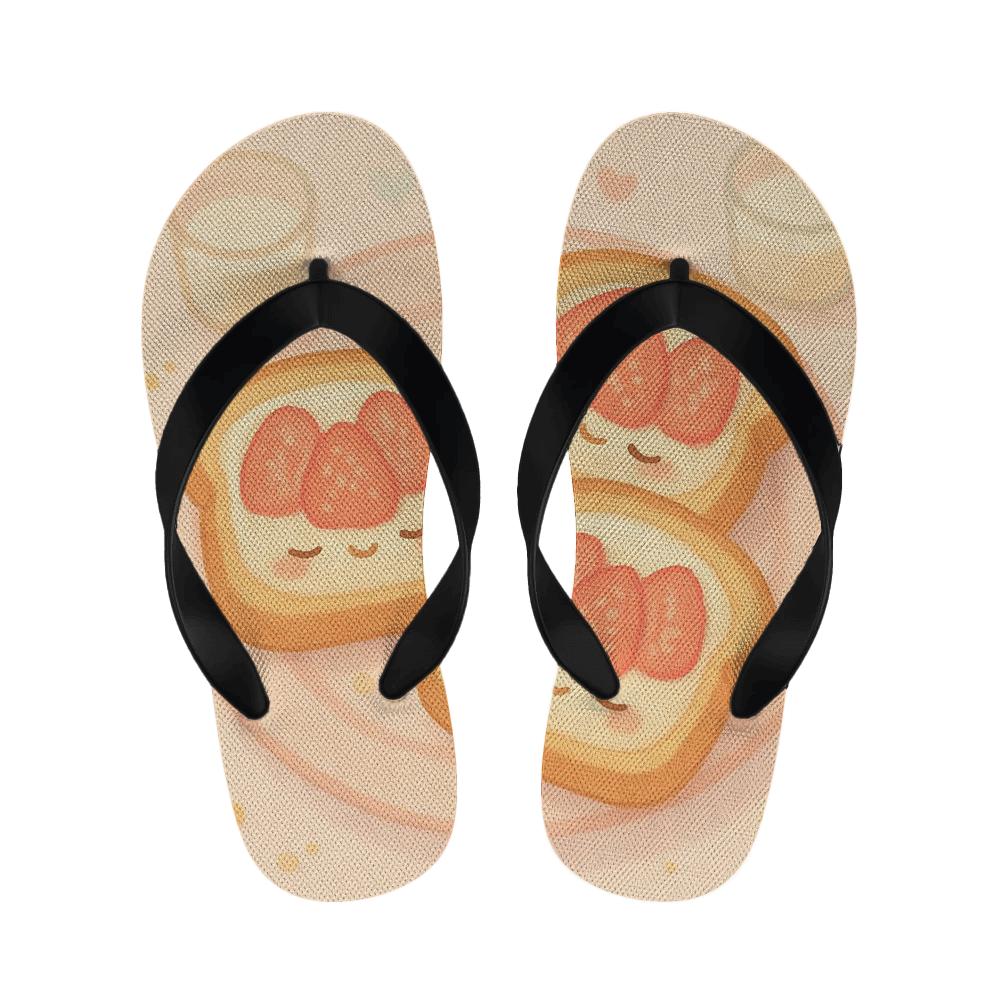 Sleepy Strawberry Toast Friends soft sole slippers