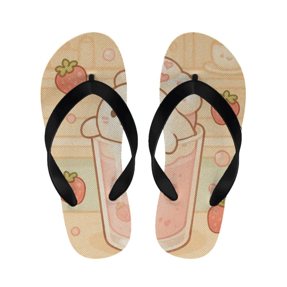 Strawberry Milkshake Seal Cafe trendy casual slippers