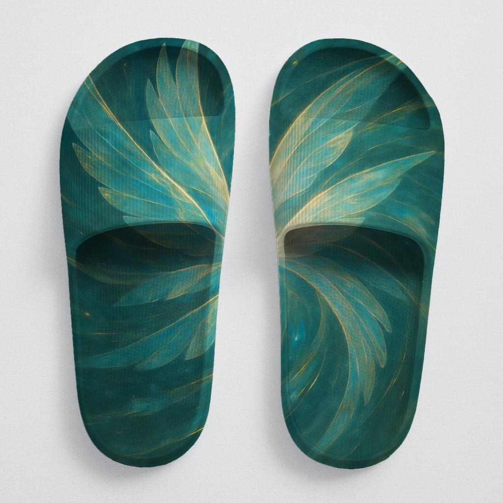 Prismatic Flicker Of The Dragonfly sporty rubber slides