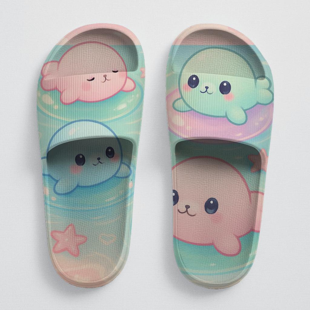 Cotton Candy Seal Float sporty rubber slides