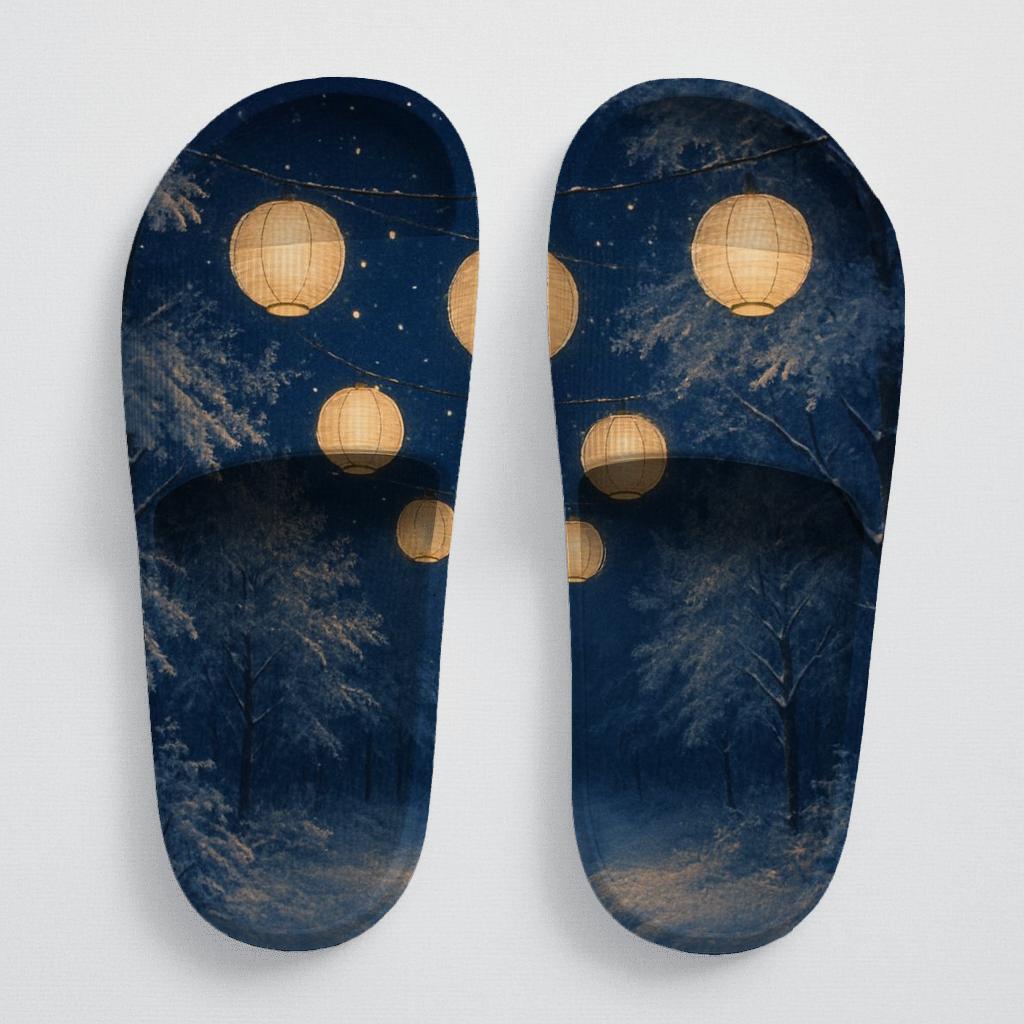 Winter Lantern Starlight personalized slide sandals