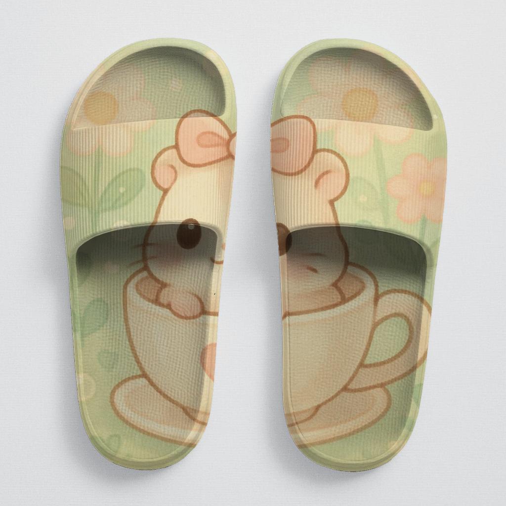 Pocket Garden Hamster Tea Time personalized slide sandals