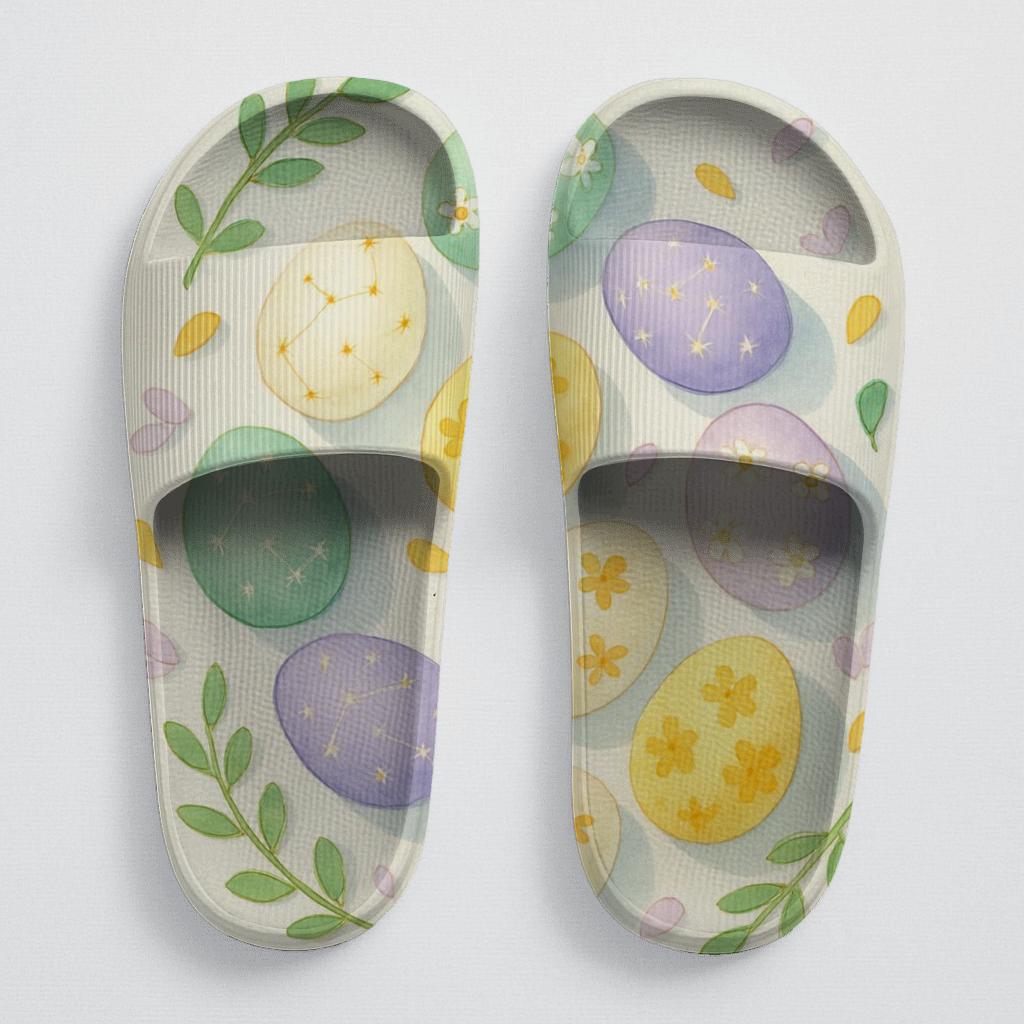 Spring Equinox Eggshell Constellations personalized slide sandals