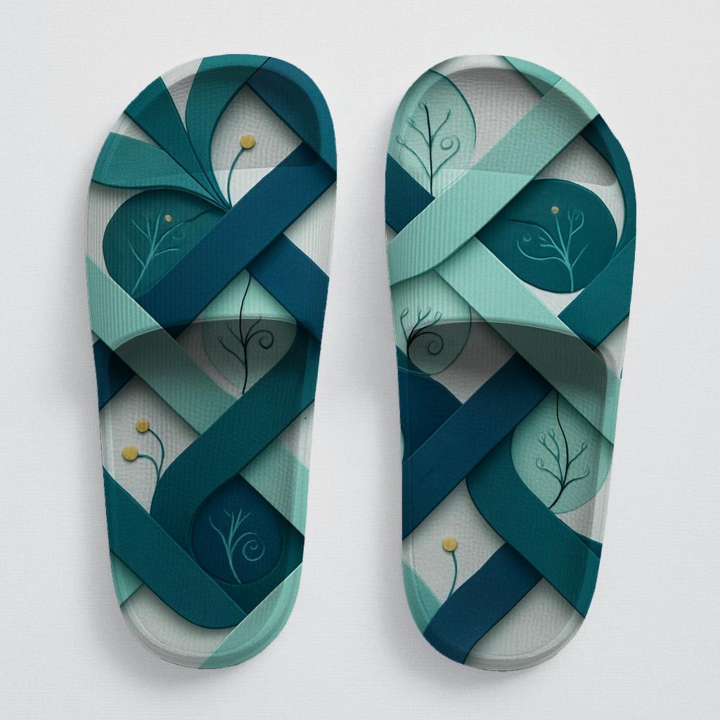 Camellia Ribbon Lattice personalized slide sandals