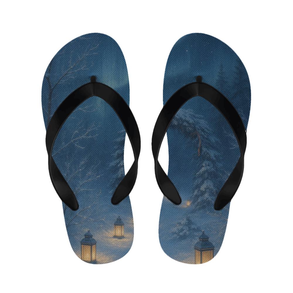 Winter Solstice Lantern Aurora warm fleece slippers