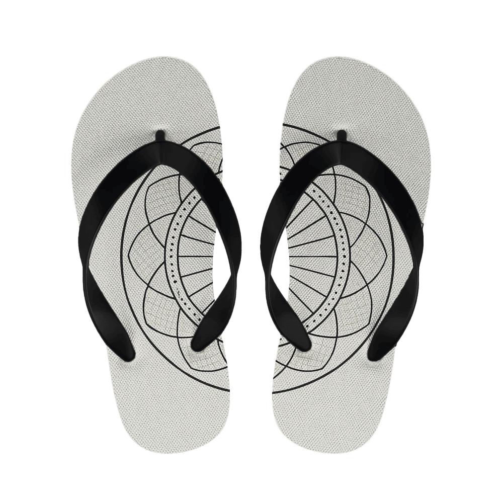 Monochrome Orbital Lattice Mandala trendy casual slippers