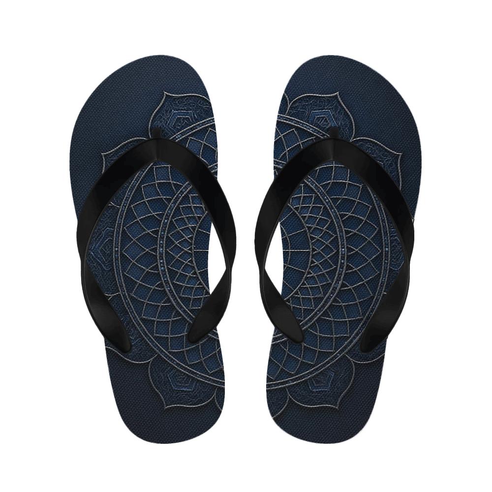 Velvet Indigo Lattice Halo trendy casual slippers