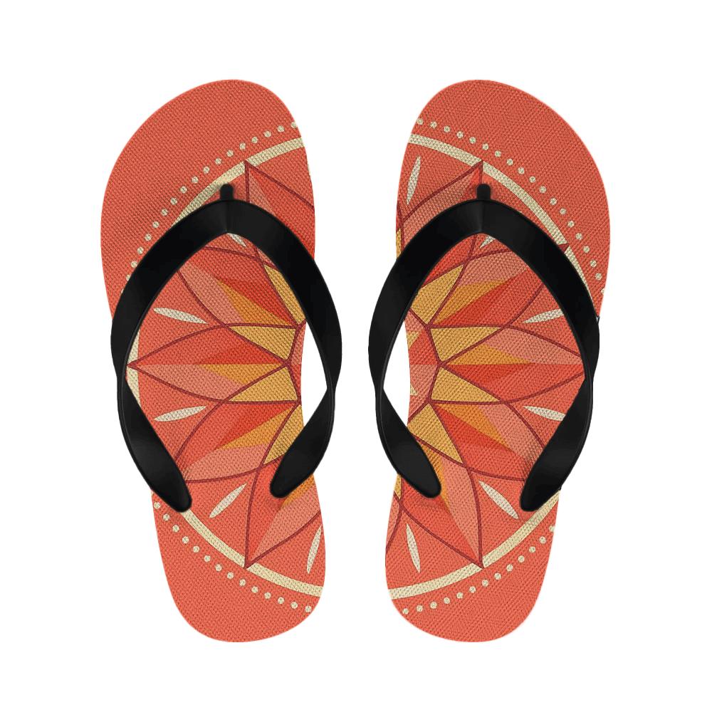 Coral Prism Sunwheel Medallion designer logo slippers