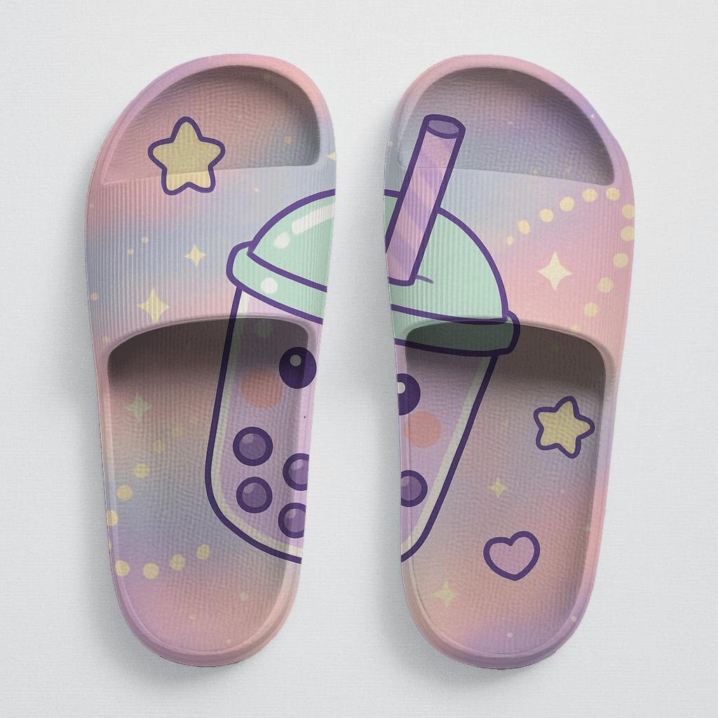 Nebula Bubble Tea Constellation sporty rubber slides