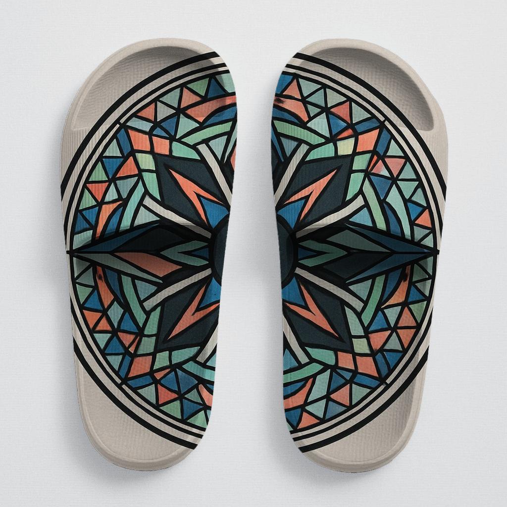Prismatic Spoke Spiral Medallion personalized slide sandals