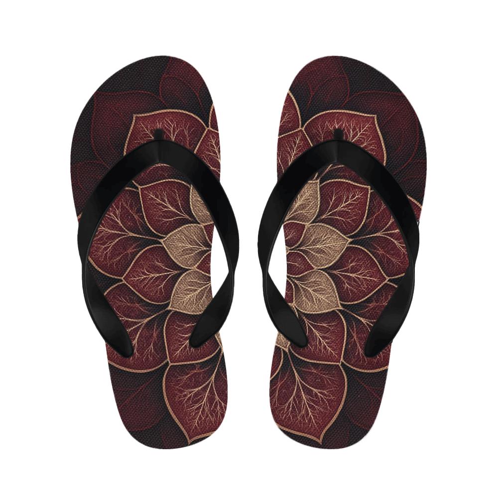Peony Fractal Vein Mandala designer logo slippers