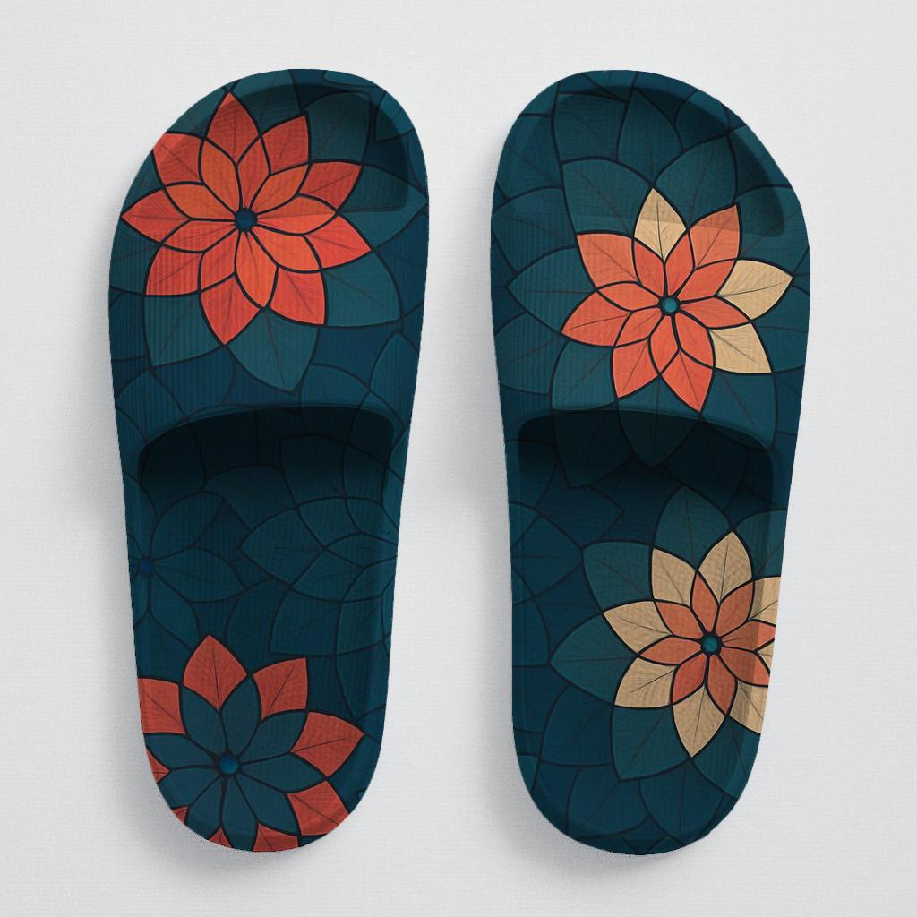 Camellia Polygon Bloomfield soft footbed slides