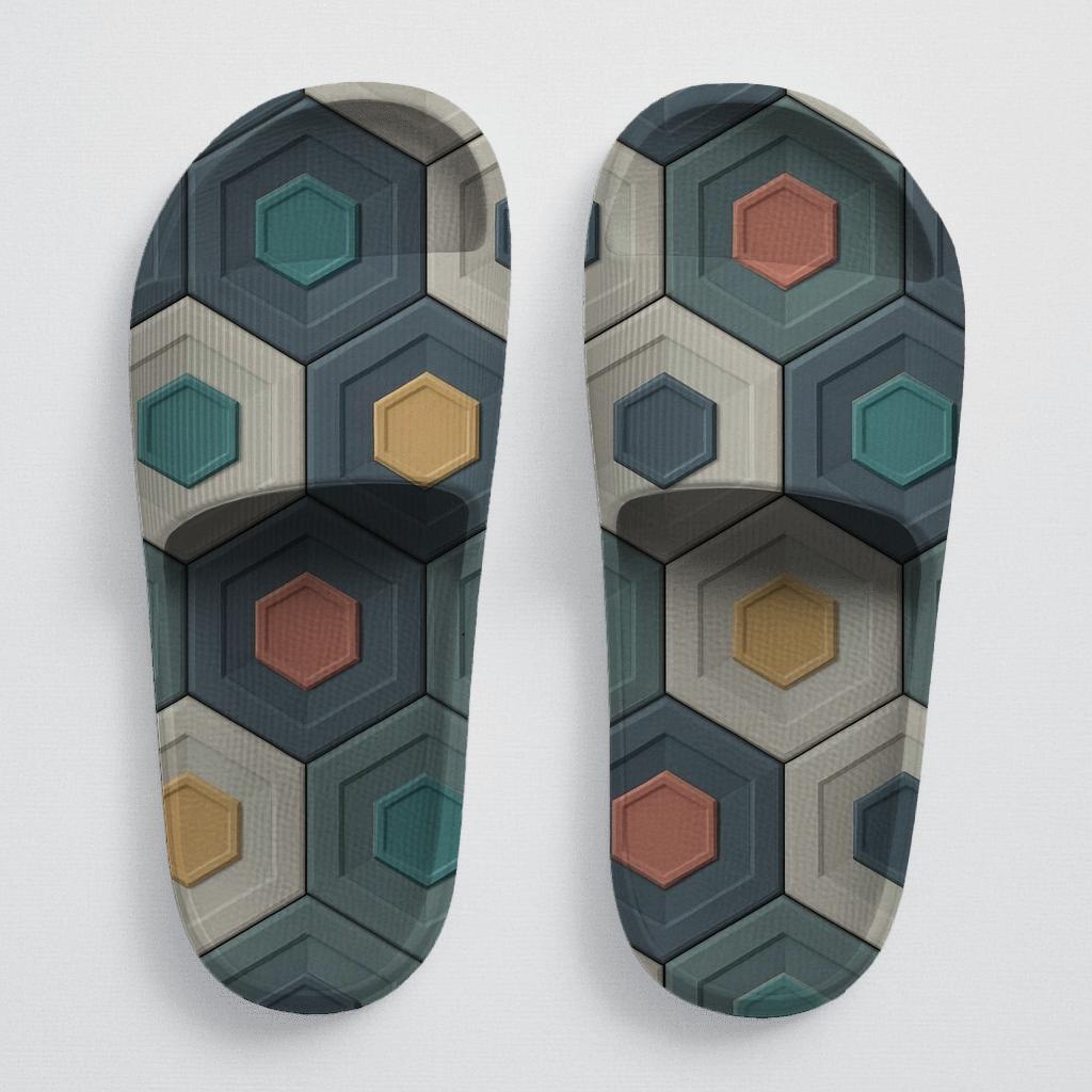 Hex Drift Microfacet Quilt sporty rubber slides