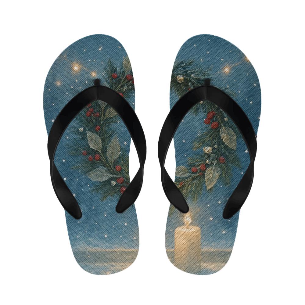 Lanternlit Winter Solstice Wreath soft sole slippers